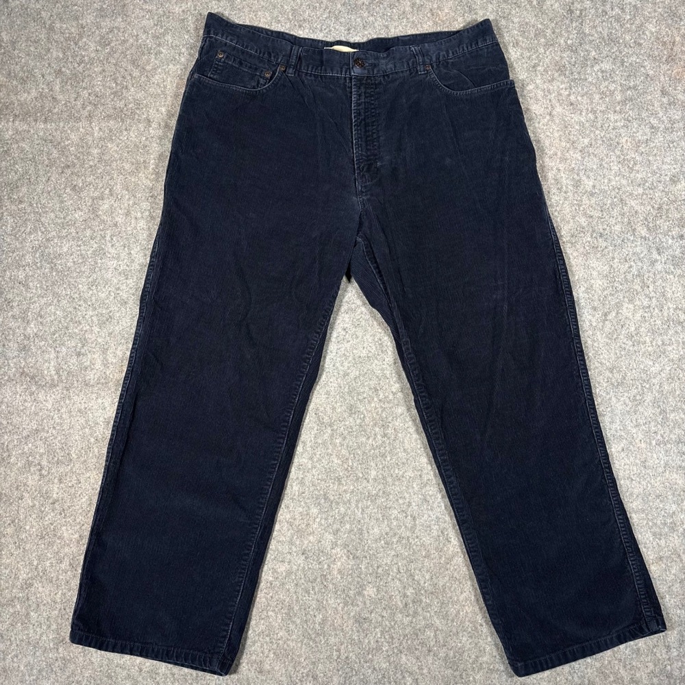 LL Bean Corduroy Pants Mens 40x29 Navy Straight Leg Cotton O JKS7 WorkwearVTG
